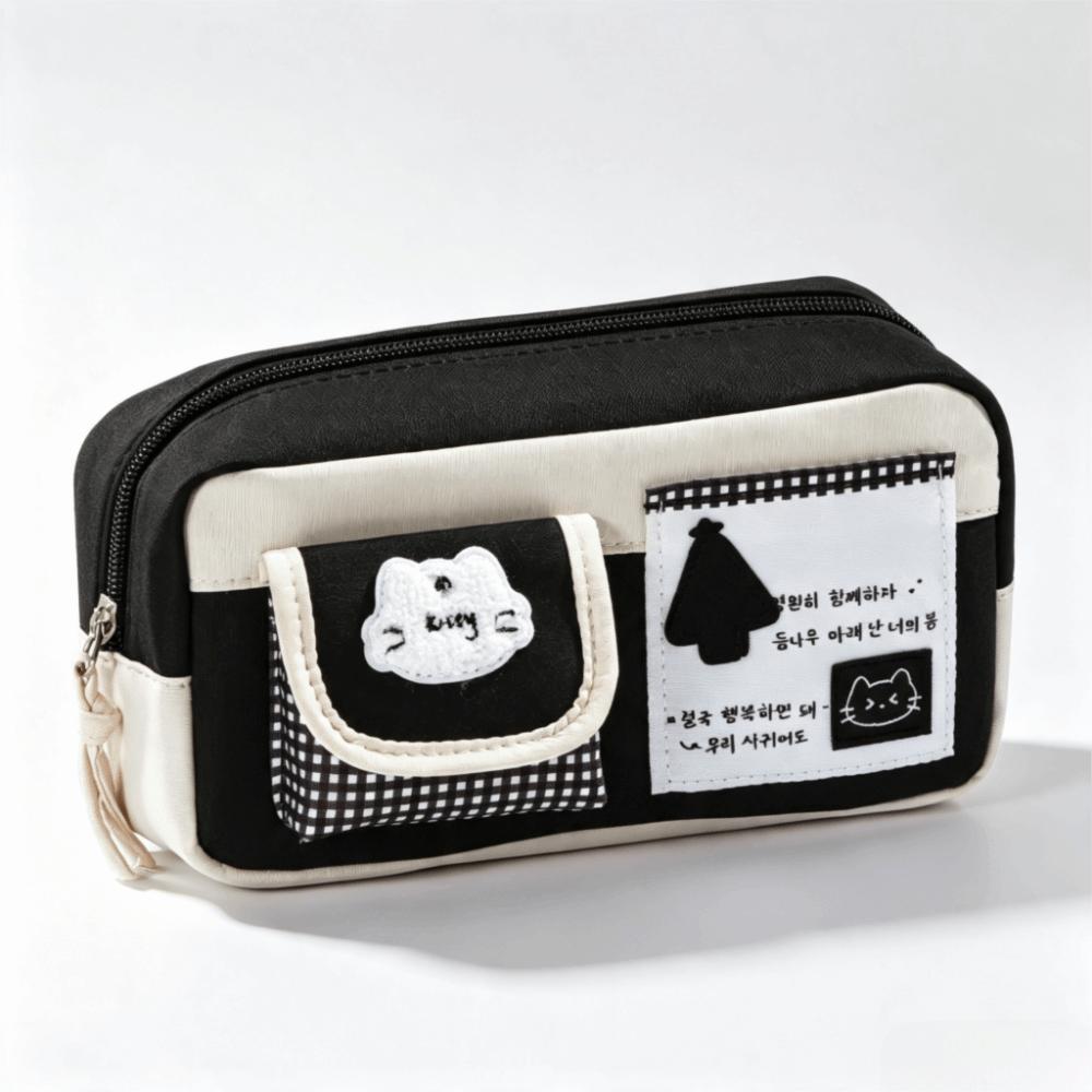 Cartoon Print Pencil Pouch Large Capacity Pen Bag Kawaii Pencil Case Elementary School