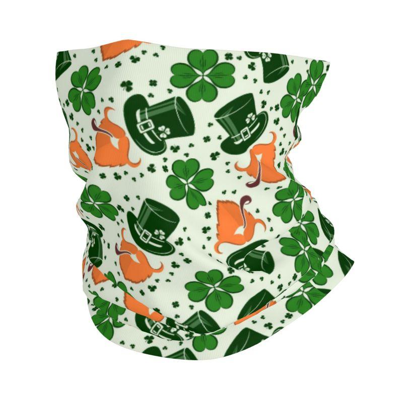 Green Clover Shamrocks St.Patrick's Day Bandana Neck Cover Wrap Ride Motorcycle Mask Scarf Unisex Warm Headwear Tube Balaclava