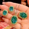 Jewelry Copper Bottom Gold-Plated Simulation Para Green High-End Jewelry Set Women'S Stone 13 * 18