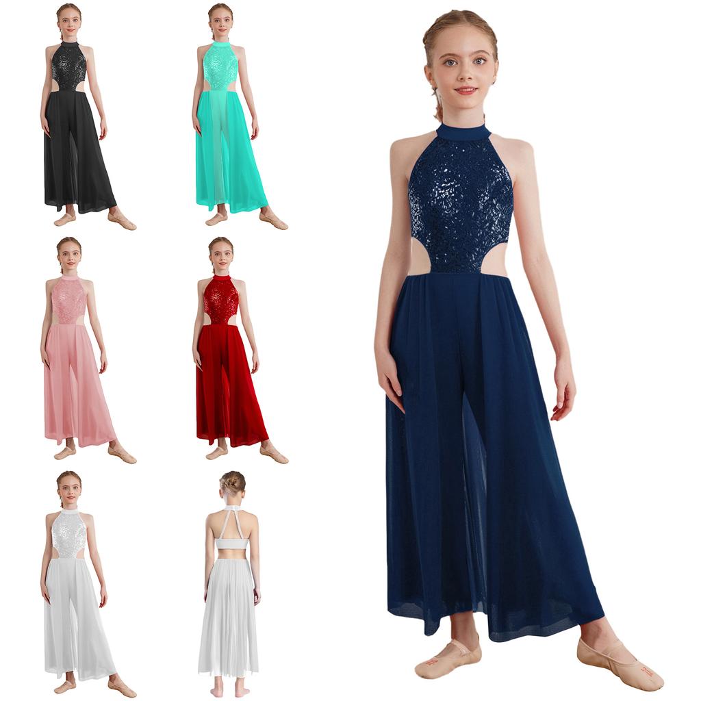 Наряд для девочек на танцевальный концерт и вечеринку: Безрукавный купальник-трико с блестящими пайетками, сексуальная открытая спина и юбка для легкого движения