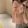 Модная весна-осень с длинным рукавом в полоску свободная женская футболка блузка топ