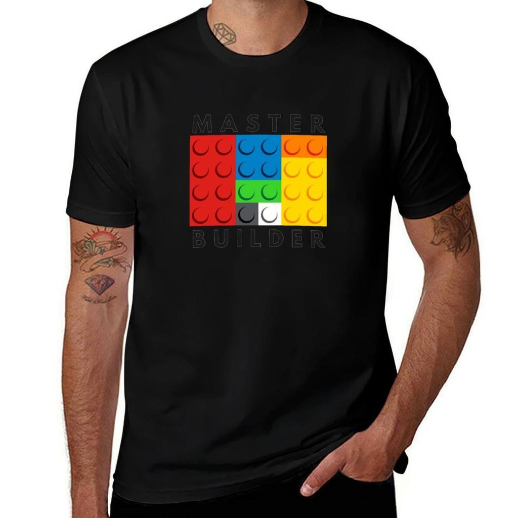 Master Builder Building Blocks Tshirt Simple Solid Color Crew Neck Tee