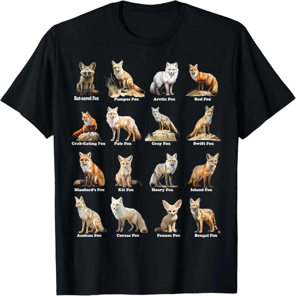 Foxes Of The World  Fox Animals Educational Design T-Shirt