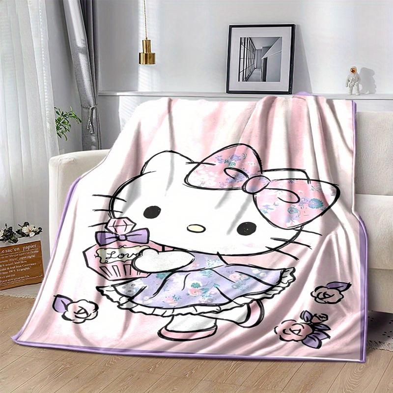 1шт. Плед Hello Kitty с цветочным принтом - Милый домашний декор, Офисная салфетка, Подарок для отдыха на природе Giftz0411225