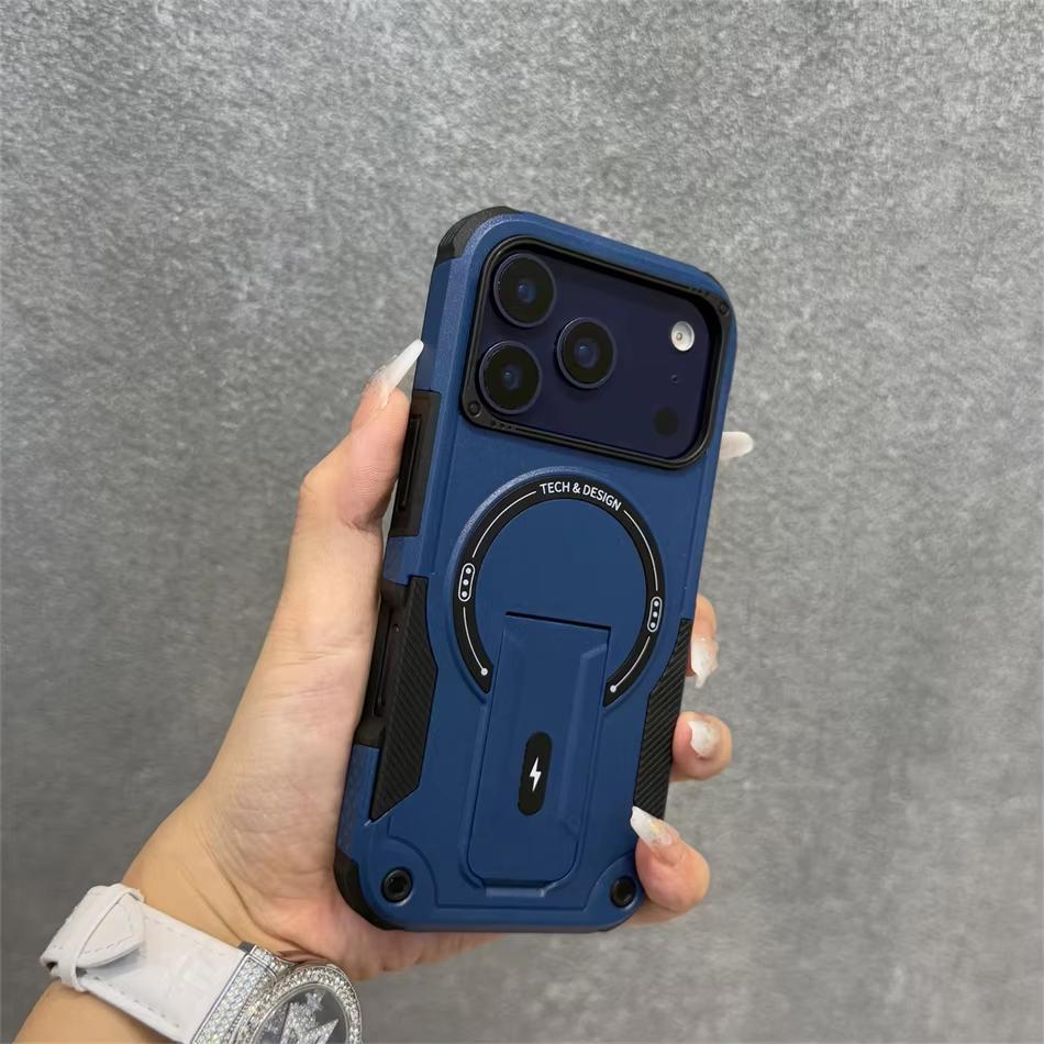 Чехол для телефона с подставкой Magsafe для 17 Pro Max 15 16 11 13 14 12 Pro Air Ударопрочный Защитная крышка для беспроводной зарядки
