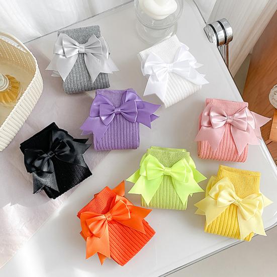 1 пара детских хлопковых гольфов с бантиками до колена, хлопковые длинные носки, очаровательные дышащие носки до середины икры для малышей 3-12 лет