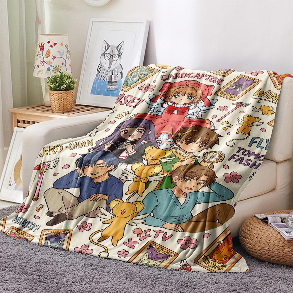 Cardcaptor Sakura charactersPrint Flannel Blanket, High quality Comfortable for All Seasons, Home Decor, Warmth and Comfort