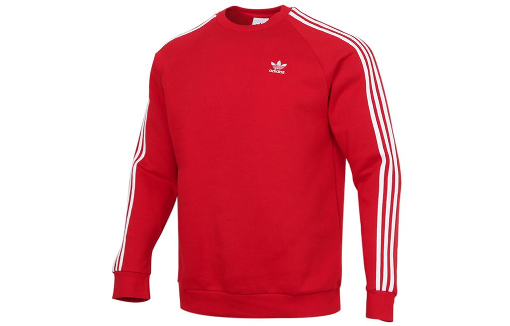 adidas Мужские свитшоты Originals 3 полоски Красные с круглым вырезом Умеренный Обычный крой GN3484