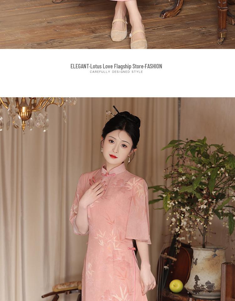 Орхидеево-зеленое летнее ципао 2025: Ао Дай в китайском стиле для молодой девушки на проводы в колледж