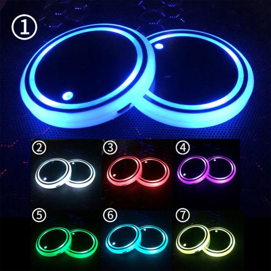 2 шт. светодиодная автомобильная подставка для чашки, водонепроницаемая подставка для чашки с датчиком света, USB перезаряжаемая светодиодная лампа для салона автомобиля, украшение для чашки, коврик для чашки