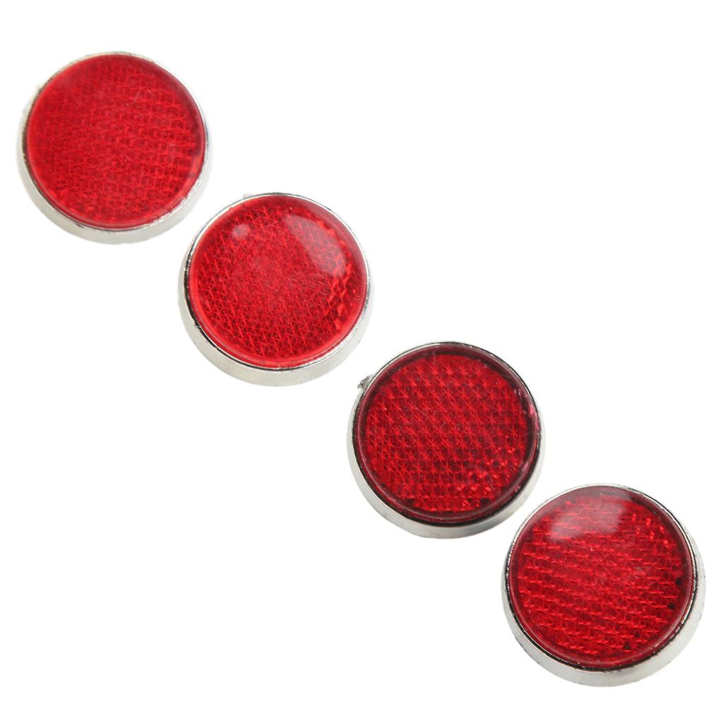 4Pcs Round Reflector 42mm High Brightness Waterproof Stylish Red Safety Reflector For M6 Thread Motorbike ATV Scooters