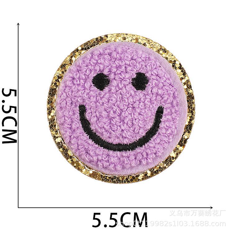 Cross-Border Smiley Face Embroidery Cloth Sticker Towel Embroidery Lightning Patch Sticker Ironing Greet Computer Embroidery Chapter Boy Love Sticker