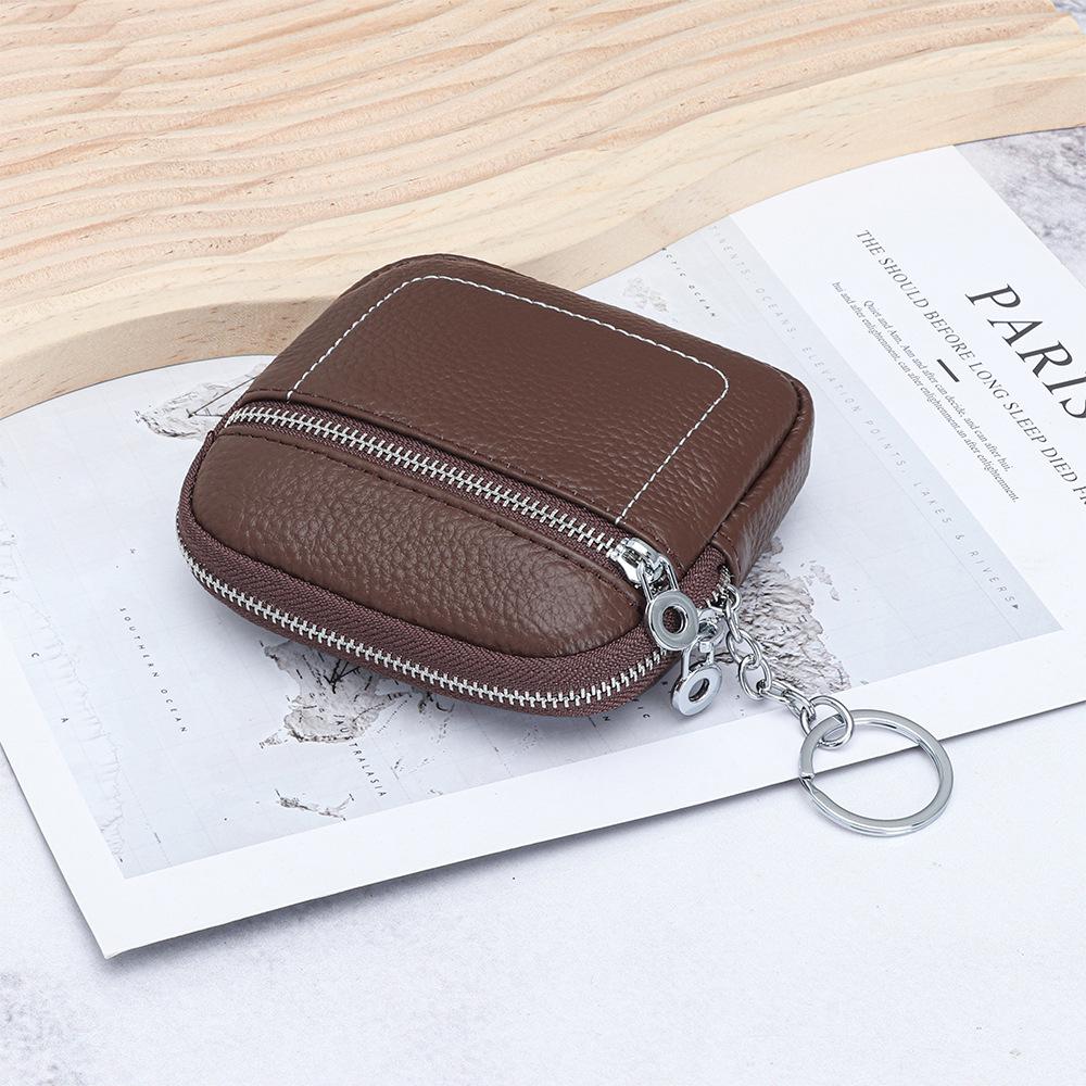 Женский мини-кошелек для монет из натуральной кожи на молнии - Компактное хранение водительского удостоверения, помады и наушников.