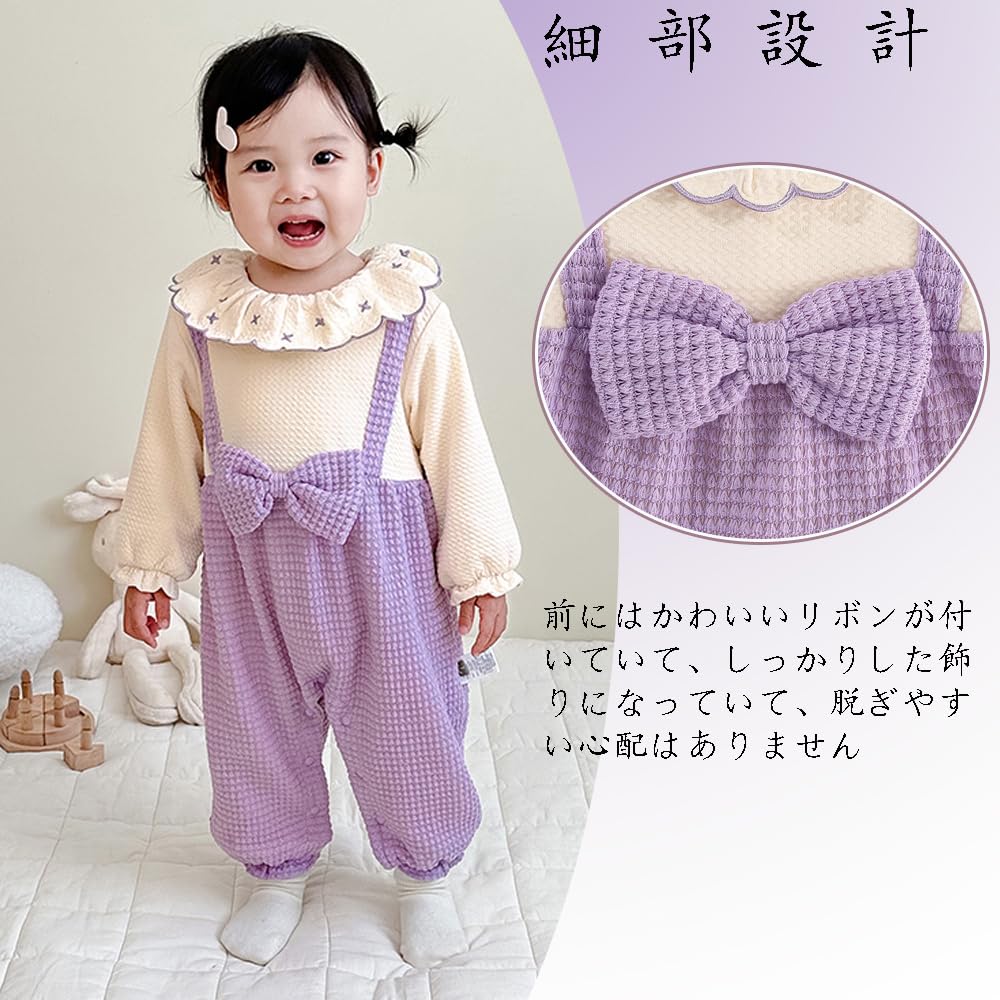 Reegoo Peter Детский ромпер длинный размер 59 Идеально для прогулок Комбинезон с открытой передней частью для девочки, рукава, фиолетовый, (0-3 месяца),