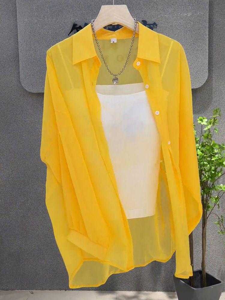 Женская шифоновая рубашка для защиты от солнца - Легкий, свободного кроя кардиган с длинным рукавом для лета