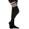 Women's 3 Ribbon Detail Cotton Black Laptop Socks Garter Height Black Tall Socks