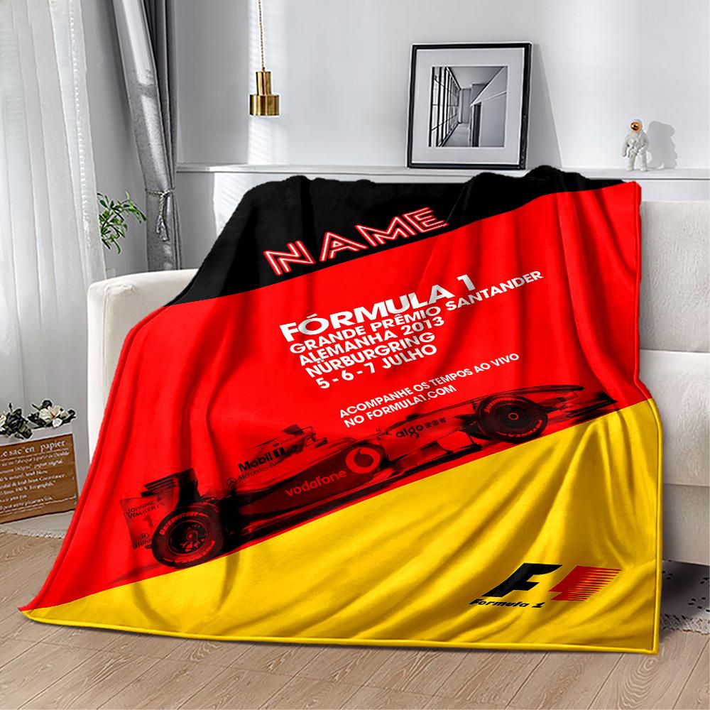 Formula Race Poster Personalized Name Blanket Multi-purpose Customizable Blanket Warmthful Decor Throw For Nap Livingroom Home Decor Living Room