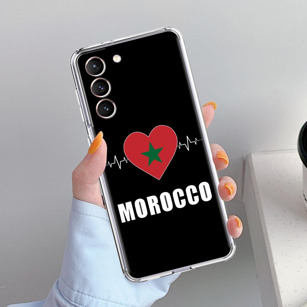 Чехол для телефона Samsung Galaxy S26 S25 S24 S23 S22 Ultra S20 S21 FE 5G Plus Мягкий прозрачный чехол Флаг Марокко Футбол