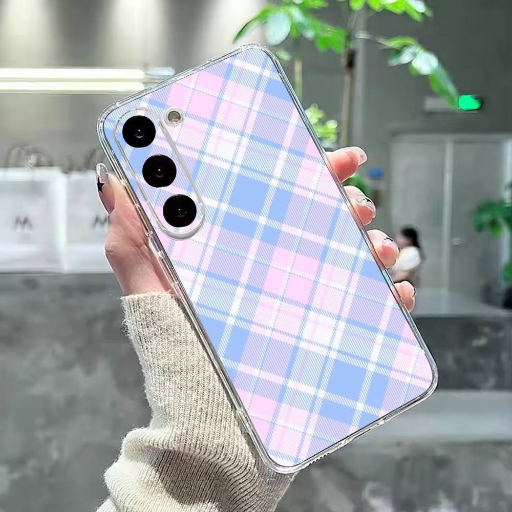 Cool P-Purple P-Plaid Pattern Phone Case For Samsung Galaxy A91,80,73,72 ,71,53,52,32 ,31,22,21s,20,Transparent Case