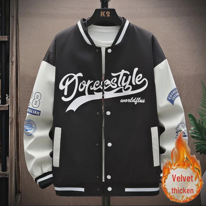 Мужская модная бейсбольная куртка — свободный крой, американский повседневный стиль для подростков и студентов, весенне-осенний тренд для колледжей.