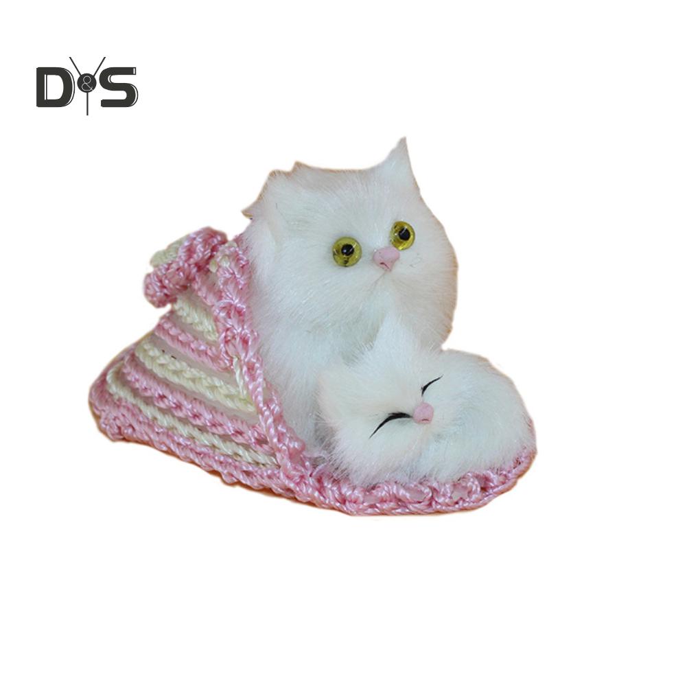 Mom&Me Cat Slippers Plush Kids Toy Simulation Animal Ornament Craft Xmas Gift