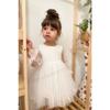 White Long Tulle Sleeve Detailed Tutu Dress For Baby Girl