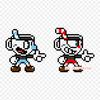 Cuphead Pixel Art Iron On Heat Transfer Printing Vinyl Patches Sticker for Clothes DIY Appliques Washable Patches