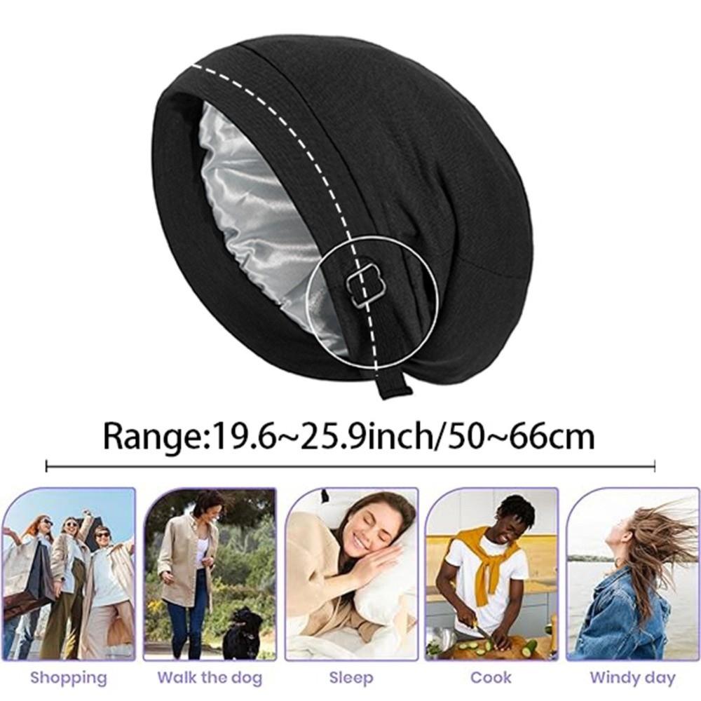 Double Layer Night Sleep Cap Satin Lining Head Wraps Casual Baggy Hat