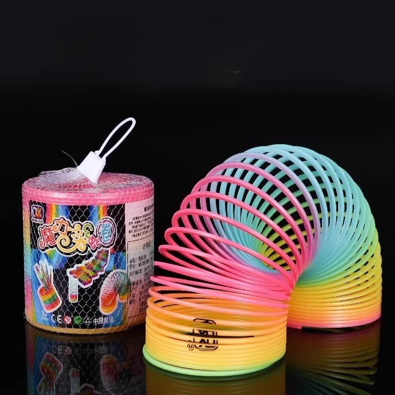 Большое Волшебное Радужное Кольцо Пружинное Кольцо для Мальчиков и Девочек Развивающее Эластичное Кольцо для Младенцев Светящаяся Ранняя Развивающая Эластичная Игрушка-Кольцо