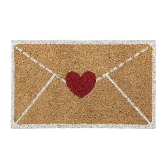 Коврик для двери на День святого Валентина Красное сердце Конверт Приветственный коврик Нескользящий Скребок для грязи и глины Текстурированный коврик для входной двери для прихожей
