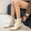 Pointed Toe Women Elastic Short Boots Fashion Side Zippers Slim Ankle Booties High Heel 2024 New Autumn Winter Ladies Shoes