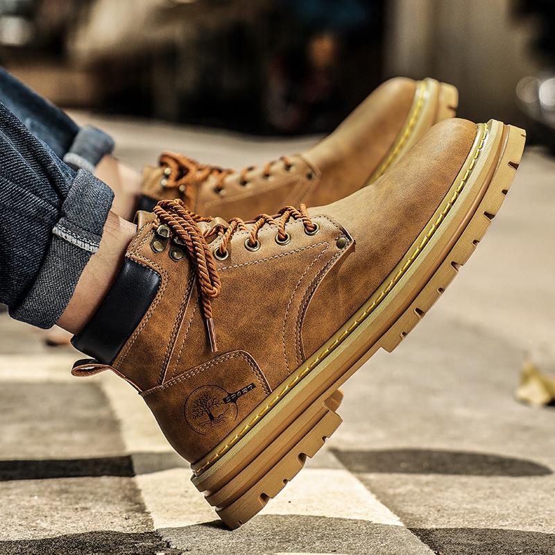 Осенне-зимние мужские ботинки, водонепроницаемые уличные ботильоны для мужчин, рабочие ботинки