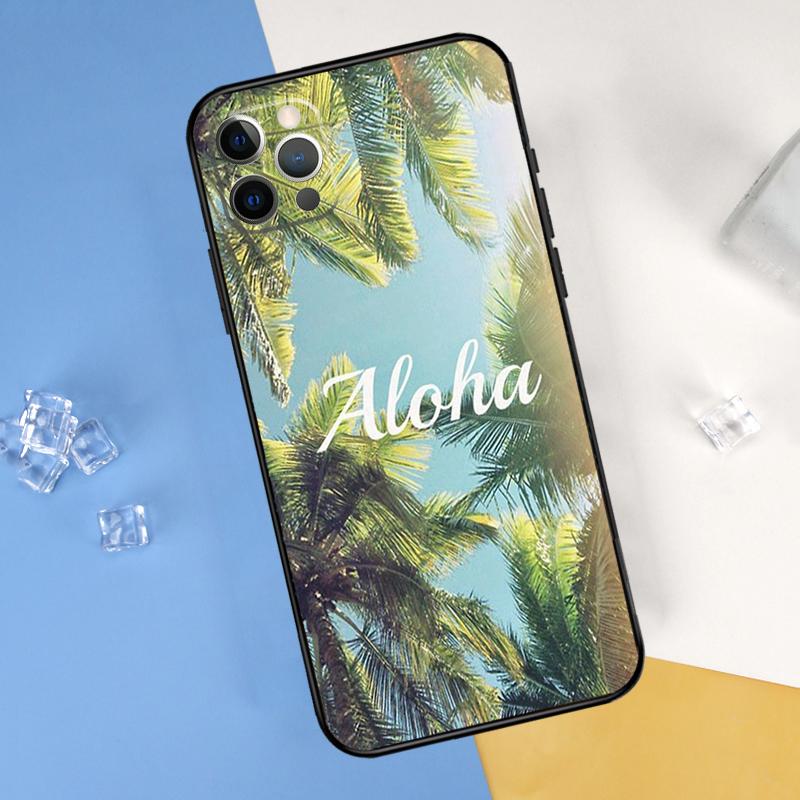 Летнее растение Пальма Зеленый лист Алоха Чехол для телефона Для iPhone 16 Pro 15 Pro 11 13 14 Pro Max 12 Mini XR 16 15 Plus 16e Защитный чехол
