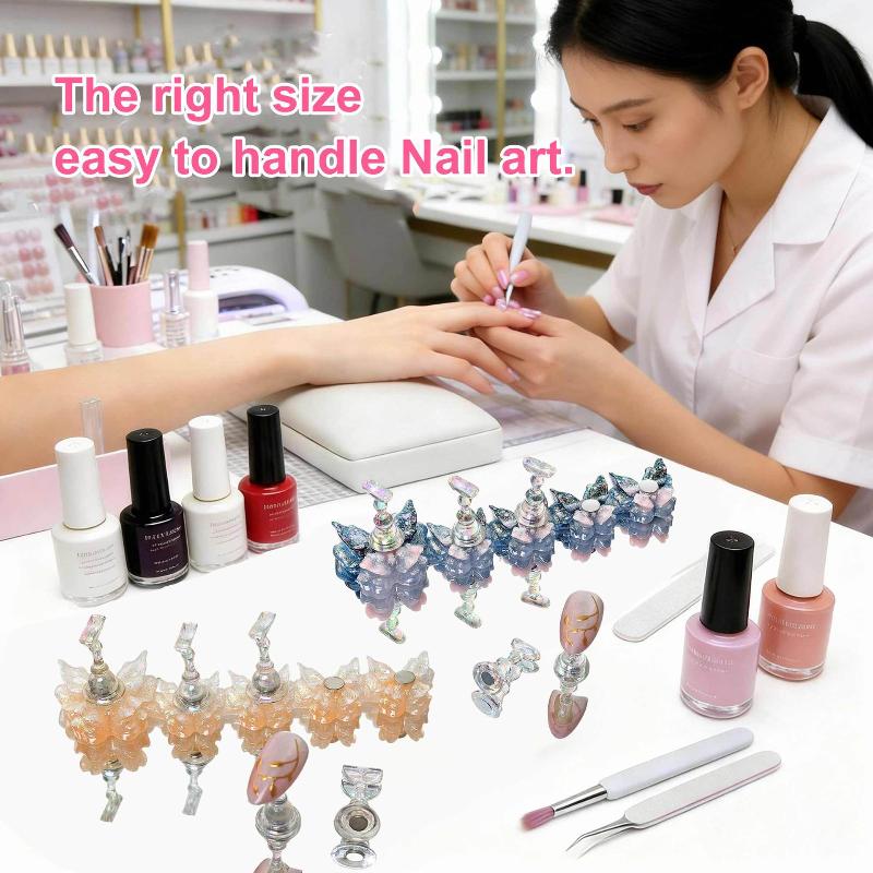 5Pcs/Set Aurora Butterfly Magnetic Nail Tip Display Stand For Manicure Press-On Nails Training Gel Nail Polish Nail Tip Display