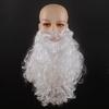 Santa Claus Long Curly Beard Adult Beard White Fake Beard and Santa Hat New Year Party Christmas Decoration Cosplay Prop Set