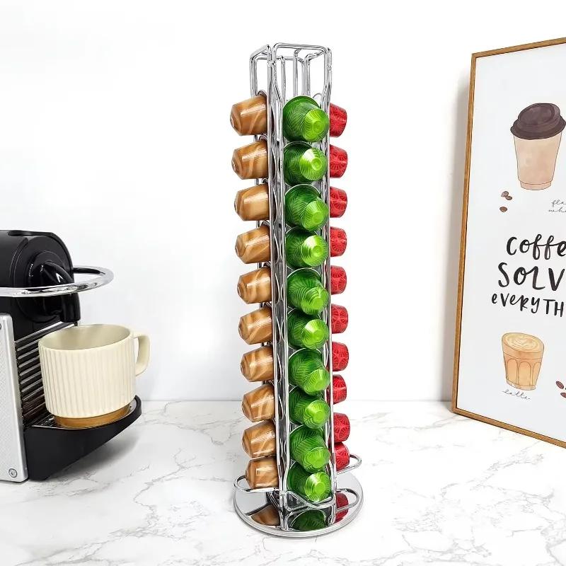 40 Капсул Кофе Золотых Капсулы для Кофе Nespresso Держатель для Капсул Кофе Вращающаяся Стойка Стенд для Капсул Кофе Полка для Хранения Держатель-Органайзер