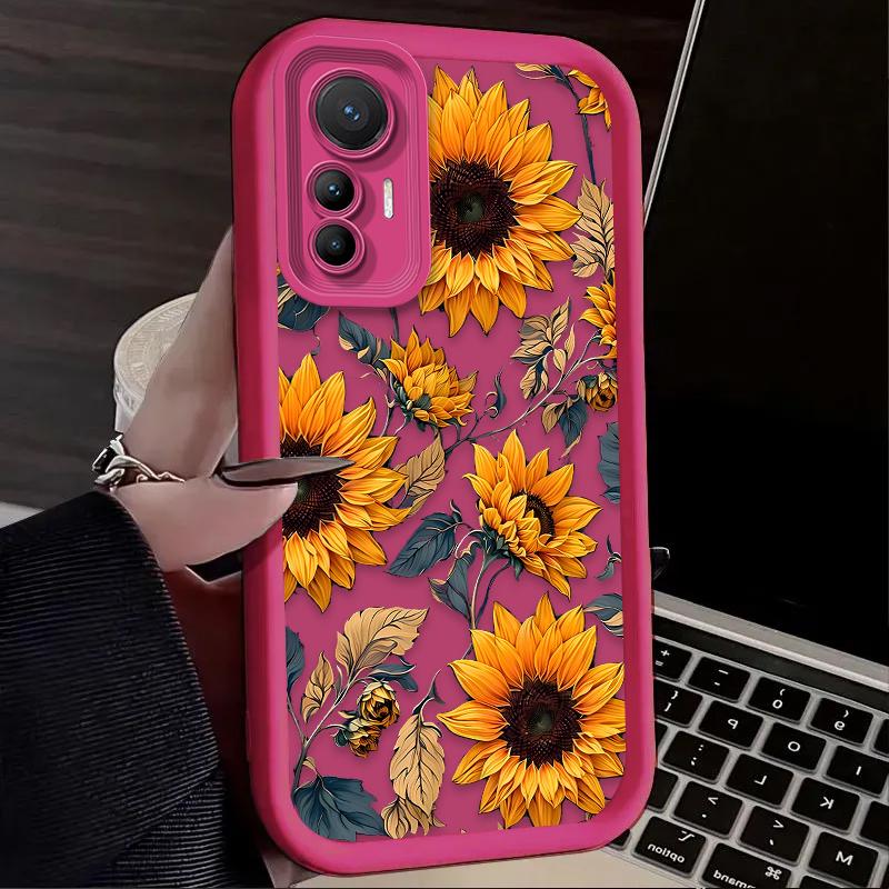 Красивый чехол с подсолнухами для Xiaomi Poco F7 F6 F5 F4 F3 M5s C65 C75 C71 X7 X6 X5 X4 GT X3 NFC M7 M6 Pro 4G 5G Мягкая задняя крышка