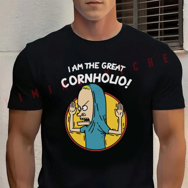 Beavis And Butthead I Am The Great Cornhole! Men's Cotton Moto T-Shirt Fashionable Casual Summer Travel And Sports Tee