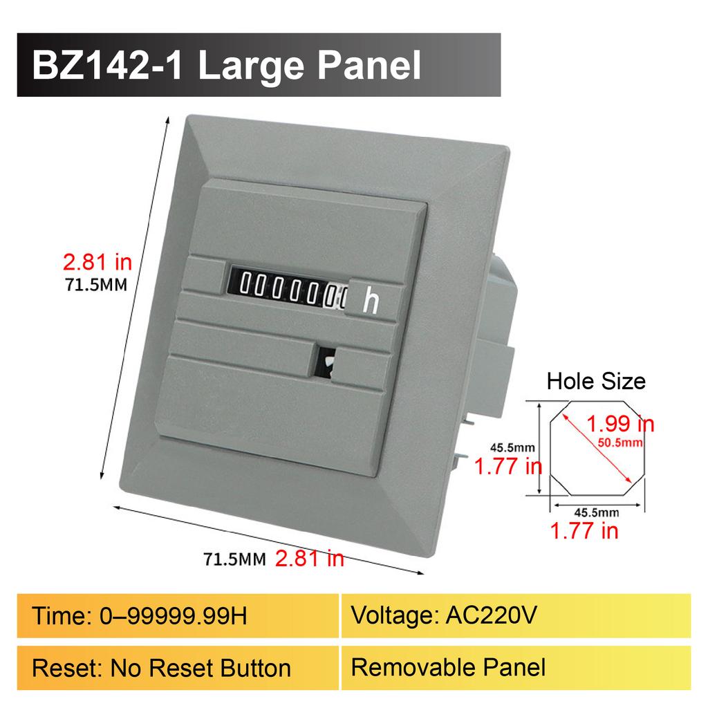 HM-1 Industrial Hour Meter AC24-240V Hourmeter 0~999999H59M 0~99999.99H Electromechanical Equipment Timer for Generator Equip3