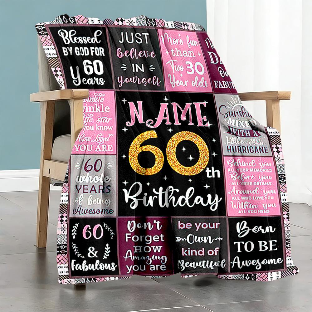Birthday Personalized Text Blanket Cozy Customizable Blanket Comfortable Versatile for Picnics Living Room Bedding Seaside Four Seasons Multipurpose