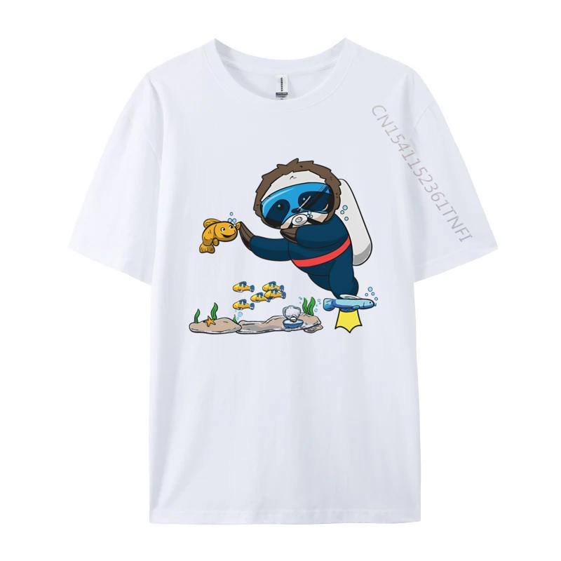 Scuba Diving Snorkeling Sloth Lazy Tshirt Hip Hop Male T Shirt Street Tops Tees Shirt Unisexs Designer T Shirt