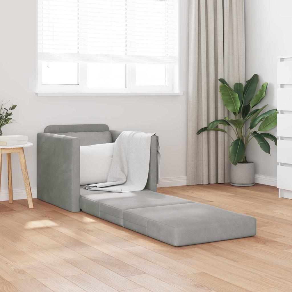 Grey Sleeper Sofa 74 x 77 x 81 cm Velvet