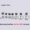 20-100pcs/lot Gold Stainless Steel Blank Post Earring Studs Base Pins With Earring Plug Findings Ear Back For DIY Jewelry Making