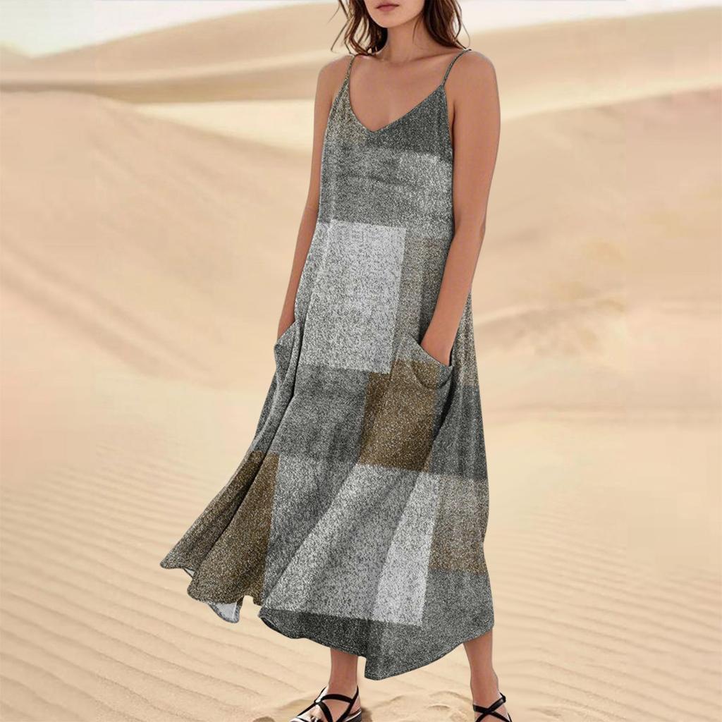 Женское летнее платье, повседневные свободные длинные пляжные платья для отдыха