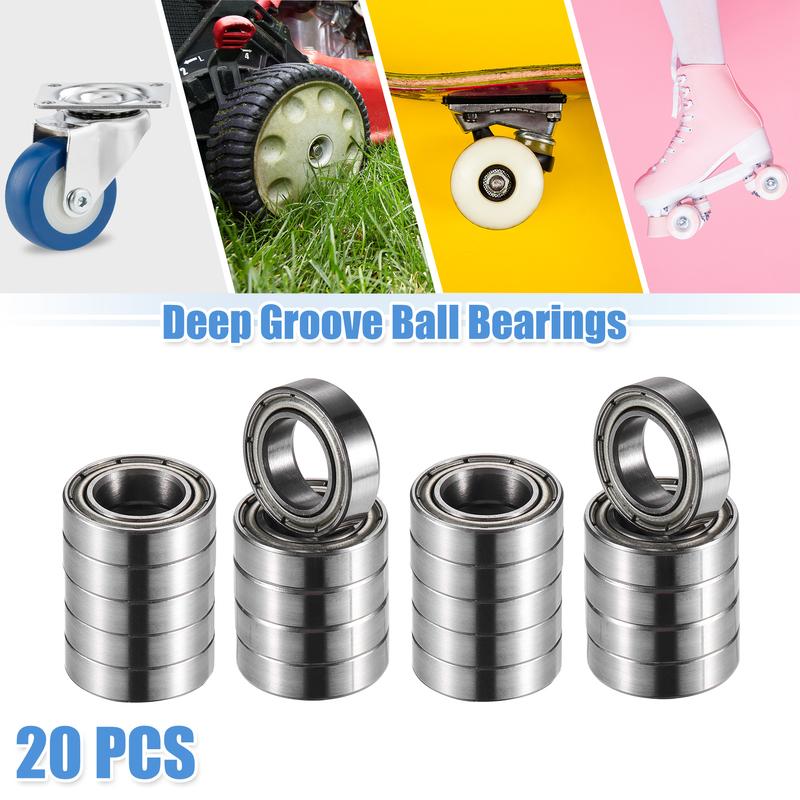 Motoforti 20pcs MR148ZZ 8x14x4mm Double Metal Shield Single Row Deep Groove Ball Bearings Silver Tone