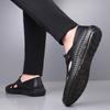 Fashion Breathable Handmade Hollow Out Leather Men Loafers Shoes Slip On Leather Outdoor Men Flats Sandals Daily Commute Casual Sandals