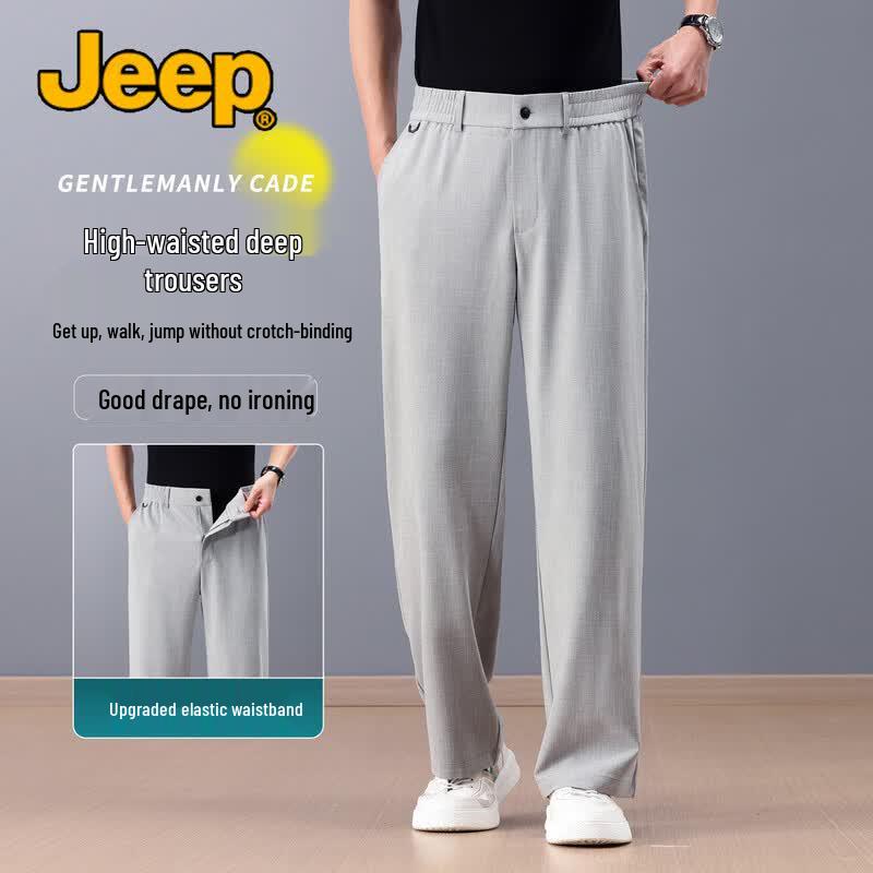 Jeep Мужские брюки прямого кроя из смесовой ткани со льном, устойчивые к сминанию