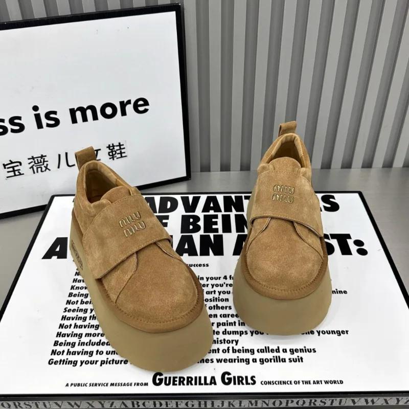 Модные замшевые женские туфли-лоферы на платформе, повседневные кроссовки на высоком каблуке, осенний тренд, бег, бренд, спорт, зима 2024, хлопок, Zapatillas Mujer