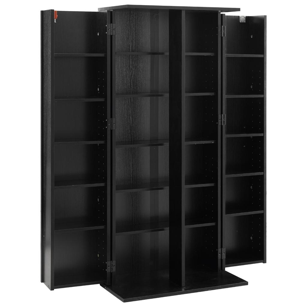 Media Storage Cabinet, 6-Tier DVD Shelf Organizer, 610 x 368 x 1270 mm Multimedia Storage Organizer for CDs, DVDs, Books, Games, CD Shelf for Living
