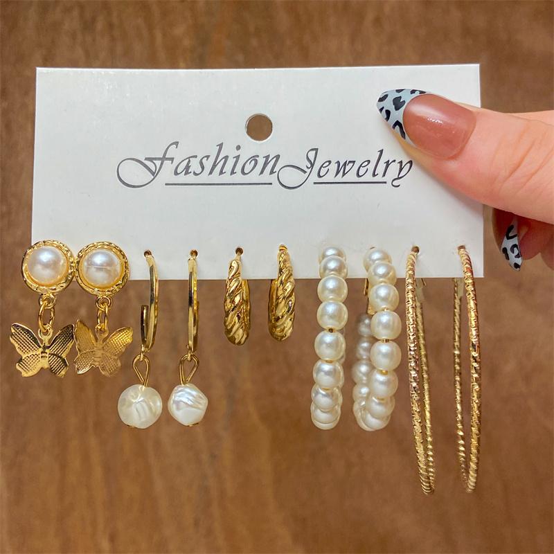 Vintage Butterfly Leopard Earring Set Star Moon For Women Girls Pearl Transparent Resin Earrings Elegant Wedding Party Jewellery